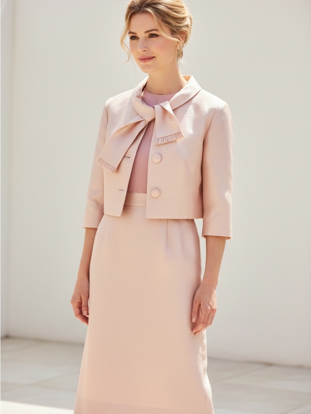 Vintage mod design Jack Liebman fashion styled Preffered button suit pink silk 8